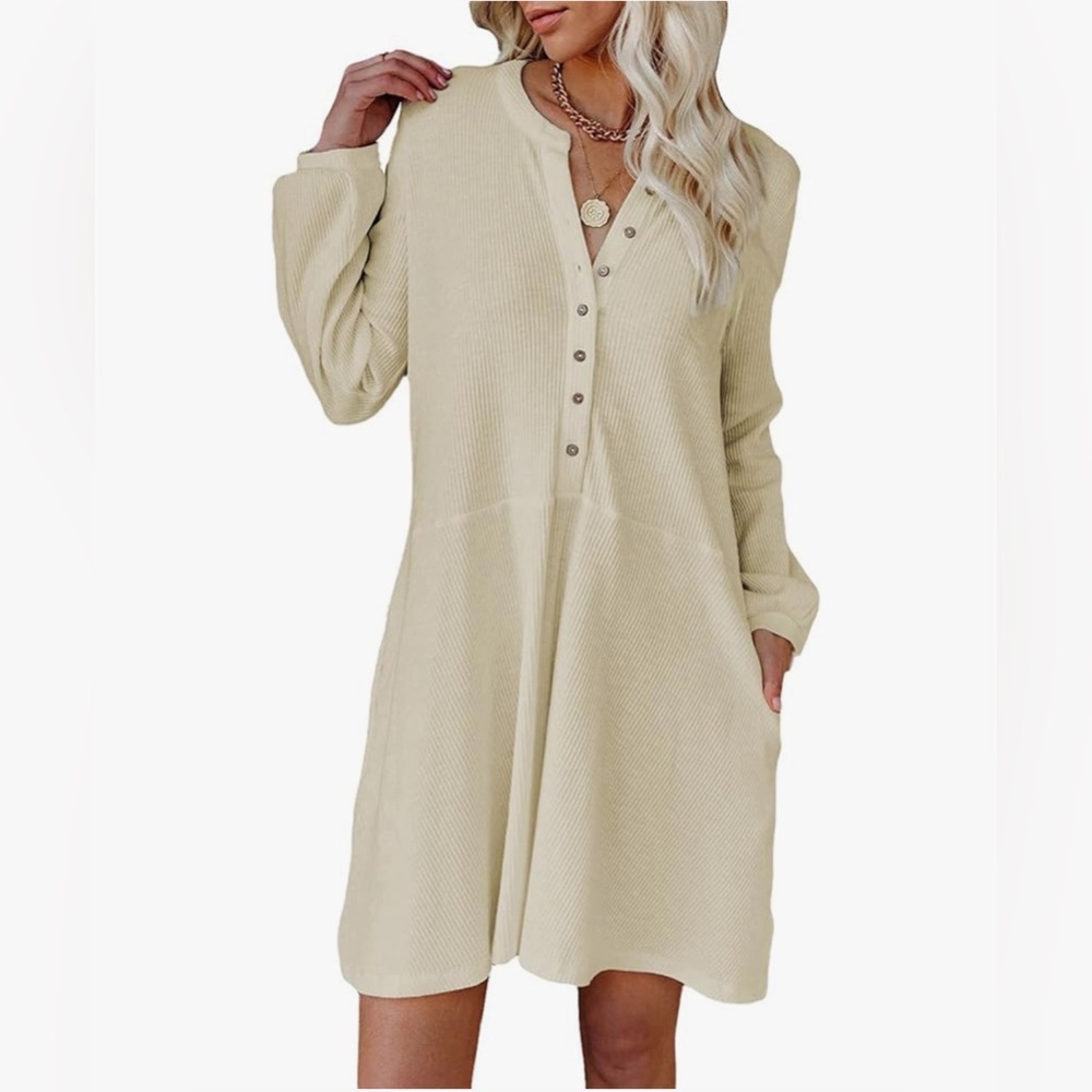 CLOSET CLEAR OUT Women’s  3X Elegant Cream Button-Up Dress